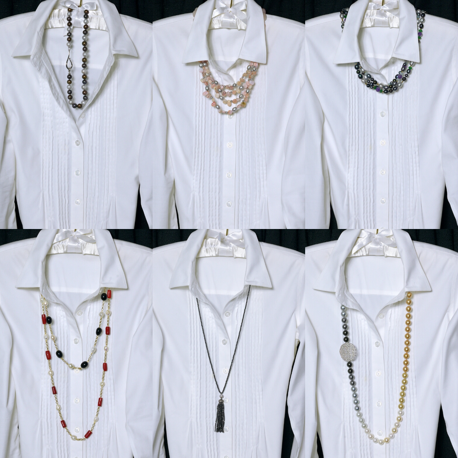 Long necklace 2025 collared shirt